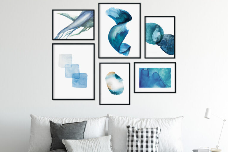 תמונות נורדיות לסלון בצבע כחול