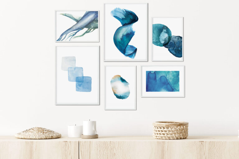 תמונות נורדיות לסלון בצבע כחול